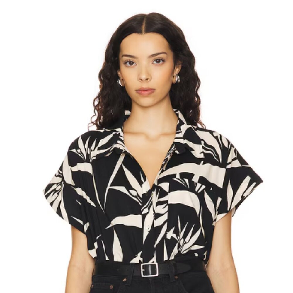 NWT Pistola Women's Short Sleeve Top Birds Of Paradise Lara Shirt Size XS